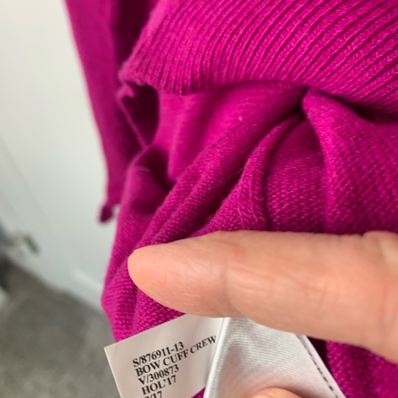 Banana Republic XS Filpucci Cashmere Blend Bow Cuff Crew Sweater Pink - Picture 6 of 9